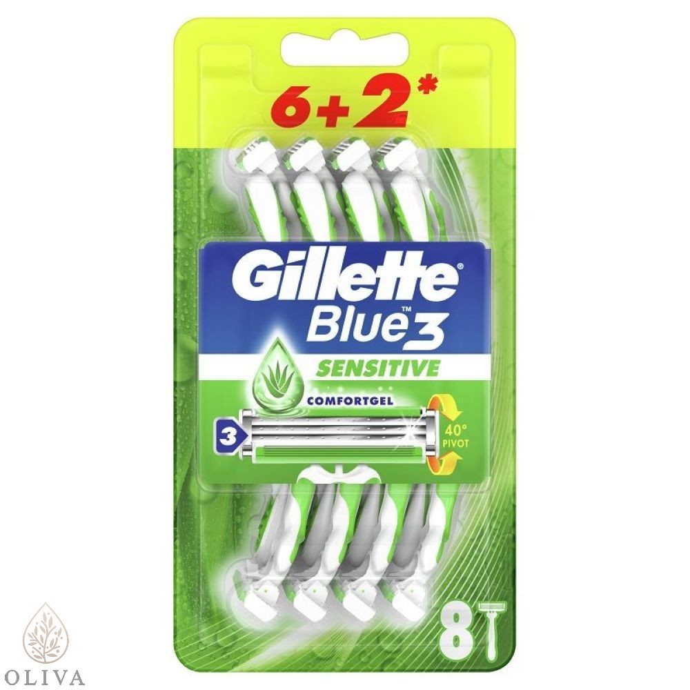 Gillette Blue Sensitive 6 Brijača + 2 Dopune