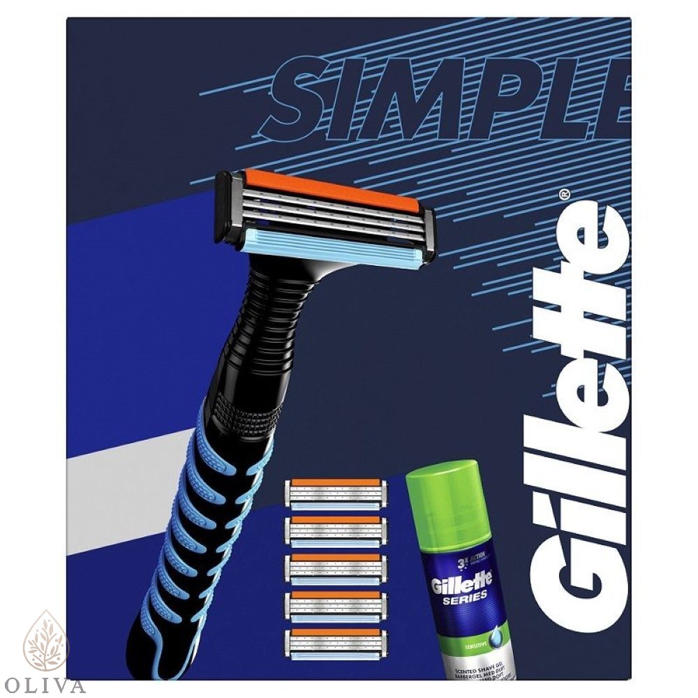 Gillette Promo Set Xmas Sensor 3 Brijač + 6 Nastavaka + Sensitive Gel Za Brijanje 75Ml
