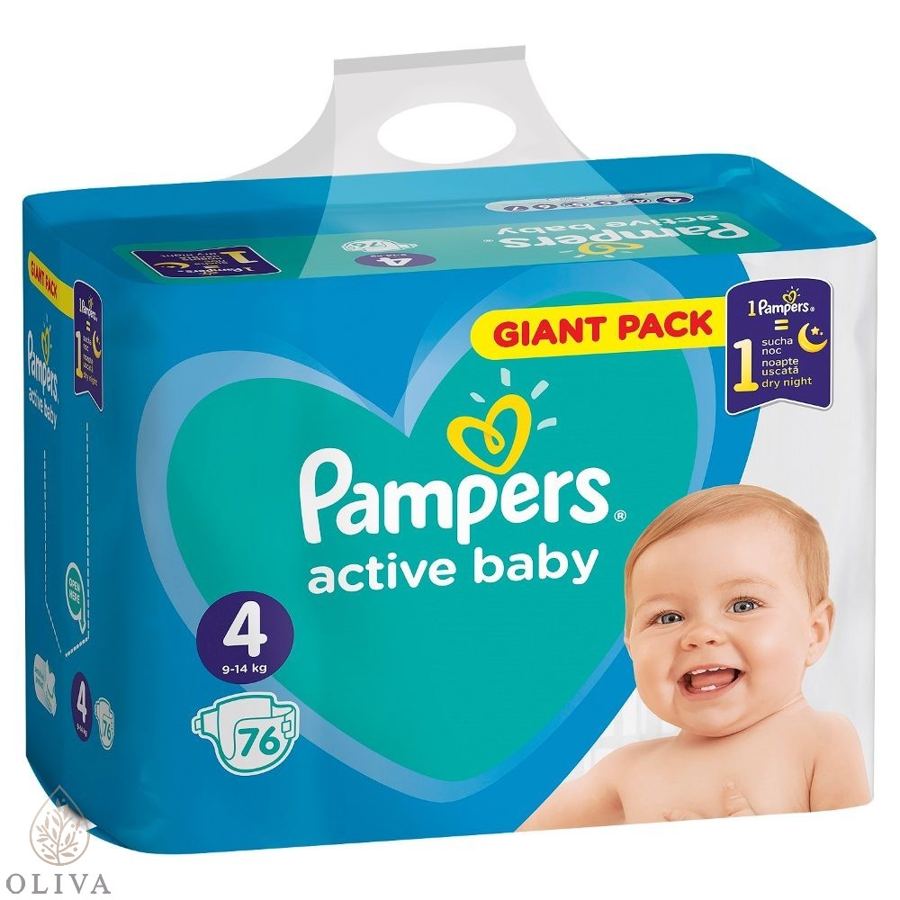 Pampers Active Baby Dry, Veličina 4, (8-14Kg), 76Kom