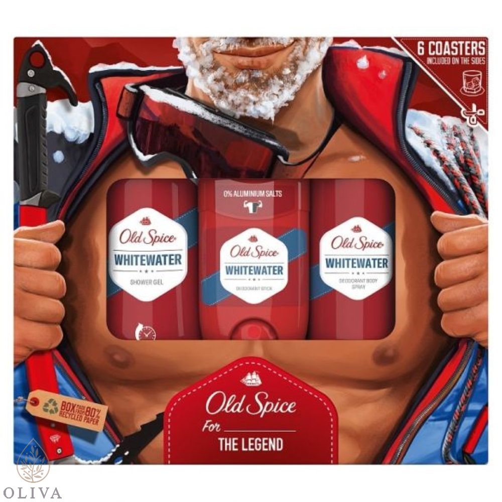 Old Spice Gift Box Deodorant Stick Whitewater + Shower Gel Whitewather