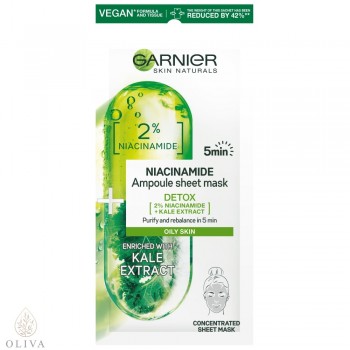 GARNIER Skin naturals maska u maramici sa sadržajem ampule niacinamid za masnu kožu 15g