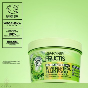Garnier Fructis Hair Food Kiwi Menthol Maska za kosu koja se brzo masti, suvih krajeva 390 ml