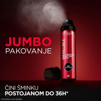 L'Oreal Paris Infaillible 3 Second JUMBO sprej za setovanje šminke 150 ml
