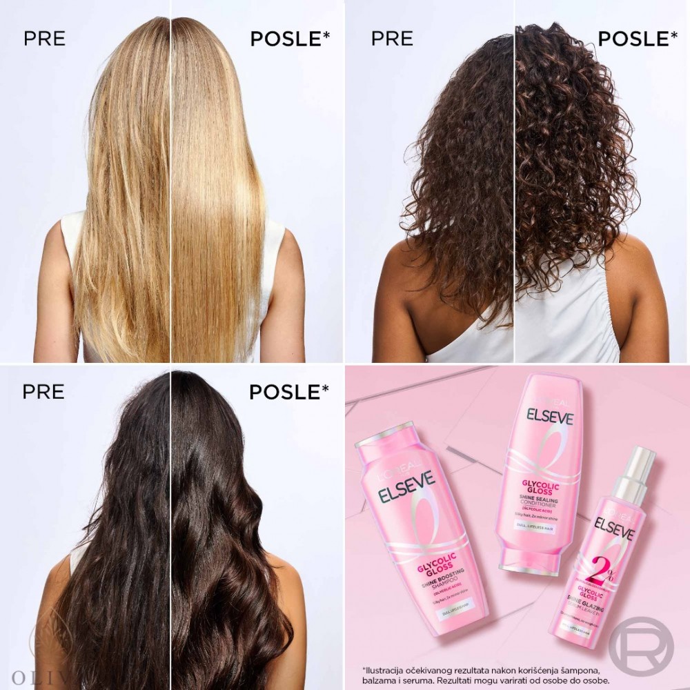 L'oreal Paris Elseve Glycolic Gloss Šampon Za Beživotnu Kosu Bez Sjaja 400 Ml
