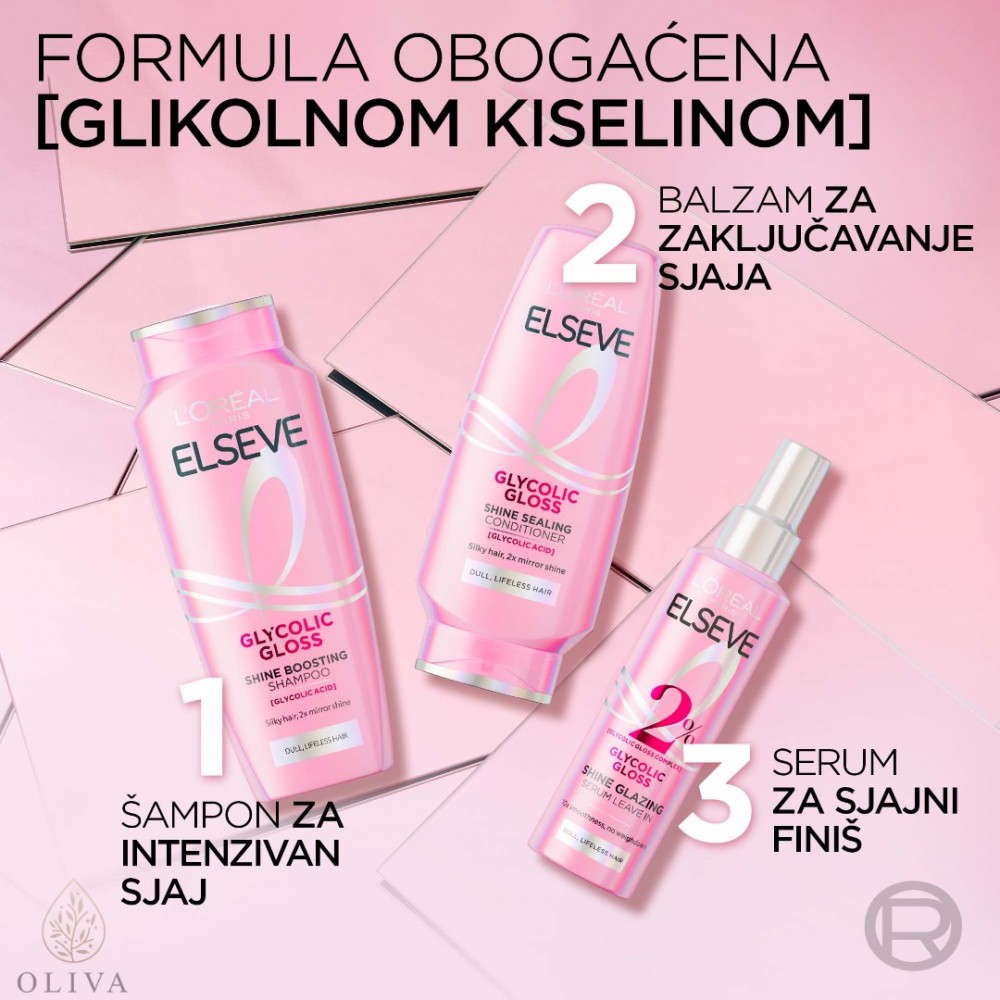 L'oreal Paris Elseve Glycolic Gloss Balzam Za Beživotnu Kosu Bez Sjaja 200 Ml