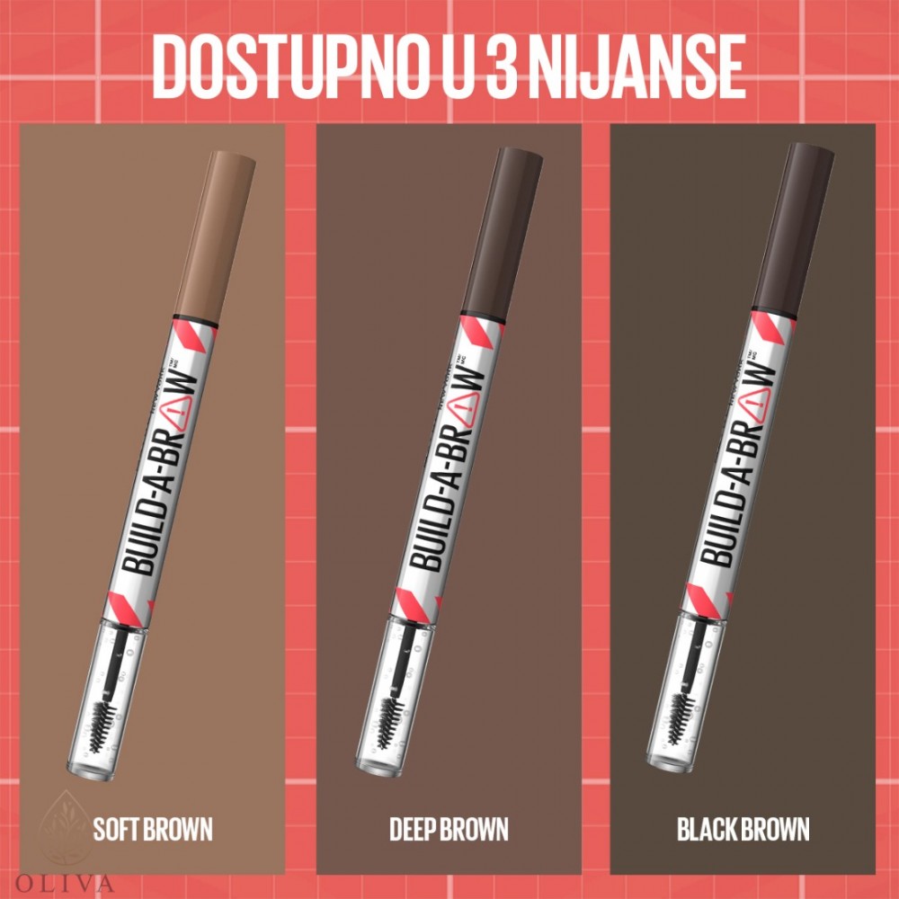 Maybelline New York Build-A-Brow 2 U 1 Olovka Za Obrve I Gel Za Fiksiranje 255 Soft Brown​