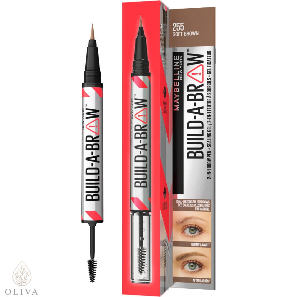 Maybelline New York Build-A-Brow 2 U 1 Olovka Za Obrve I Gel Za Fiksiranje 255 Soft Brown​