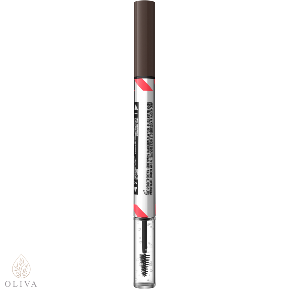 Maybelline New York Build-A-Brow 2 U 1 Olovka Za Obrve I Gel Za Fiksiranje 260 Deep Brown