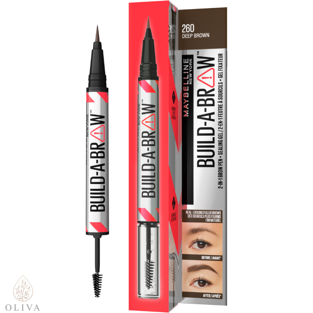 Maybelline New York Build-A-Brow 2 U 1 Olovka Za Obrve I Gel Za Fiksiranje 260 Deep Brown