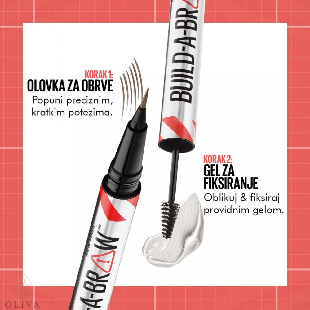 Maybelline New York Build-A-Brow 2 U 1 Olovka Za Obrve I Gel Za Fiksiranje 260 Deep Brown