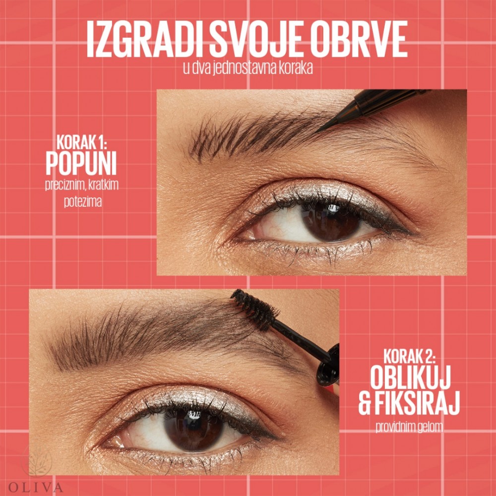 Maybelline New York Build-A-Brow 2 U 1 Olovka Za Obrve I Gel Za Fiksiranje 260 Deep Brown