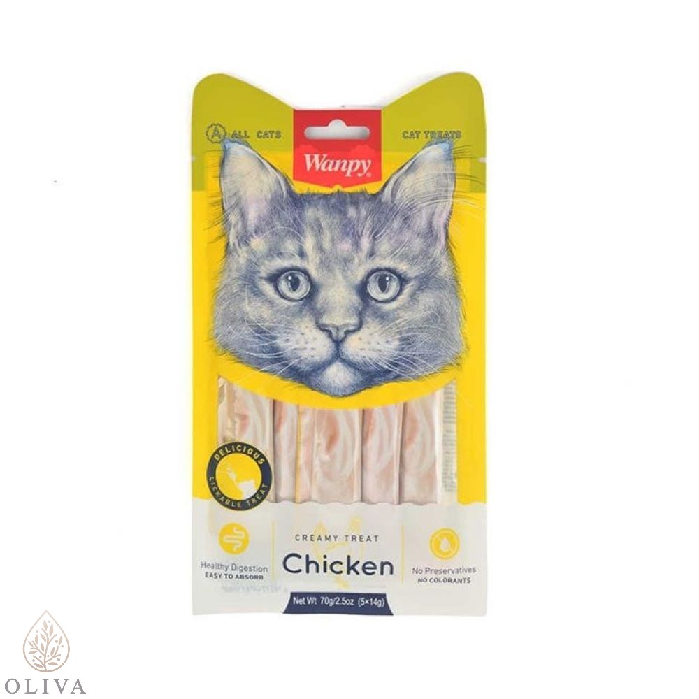 Wanpy Creamy Lickable Treats - Chicken For Cats 5X14G