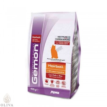 GEMON Cat Hairball Piletina i pirinač 400g
