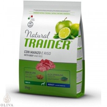 NATURAL TRAINER Dog sa govedinom i pirinčem za odrasle pse velikih rasa 3kg