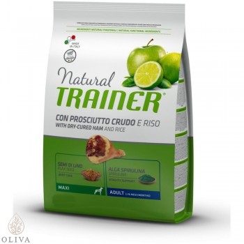 NATURAL TRAINER Dog sa sirovom šunkom i pirinčem za odrasle pse velikih rasa 12kg