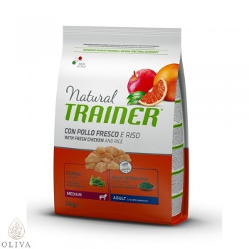 NATURAL TRAINER Dog sa svežom piletinom za odrasle pse srednjih rasa 3kg