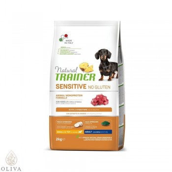 NATURAL TRAINER Sensitive no gluten sa jagnjetinom za odrasle pse malih rasa 2kg