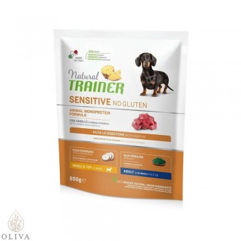 NATURAL TRAINER Sensitive no gluten sa jagnjetinom za odrasle pse malih rasa 800g