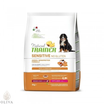 NATURAL TRAINER Sensitive no gluten sa lososom za &scaron;tence i mlade pse srednjih i velikih rasa 3kg