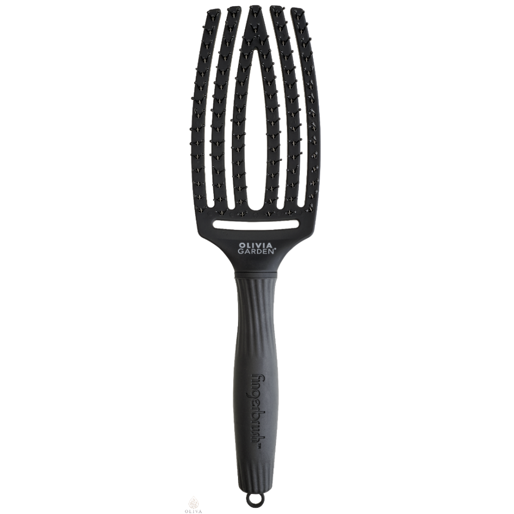 Olivia Garden Fingerbrush Care Iconic Double Bristles Black M