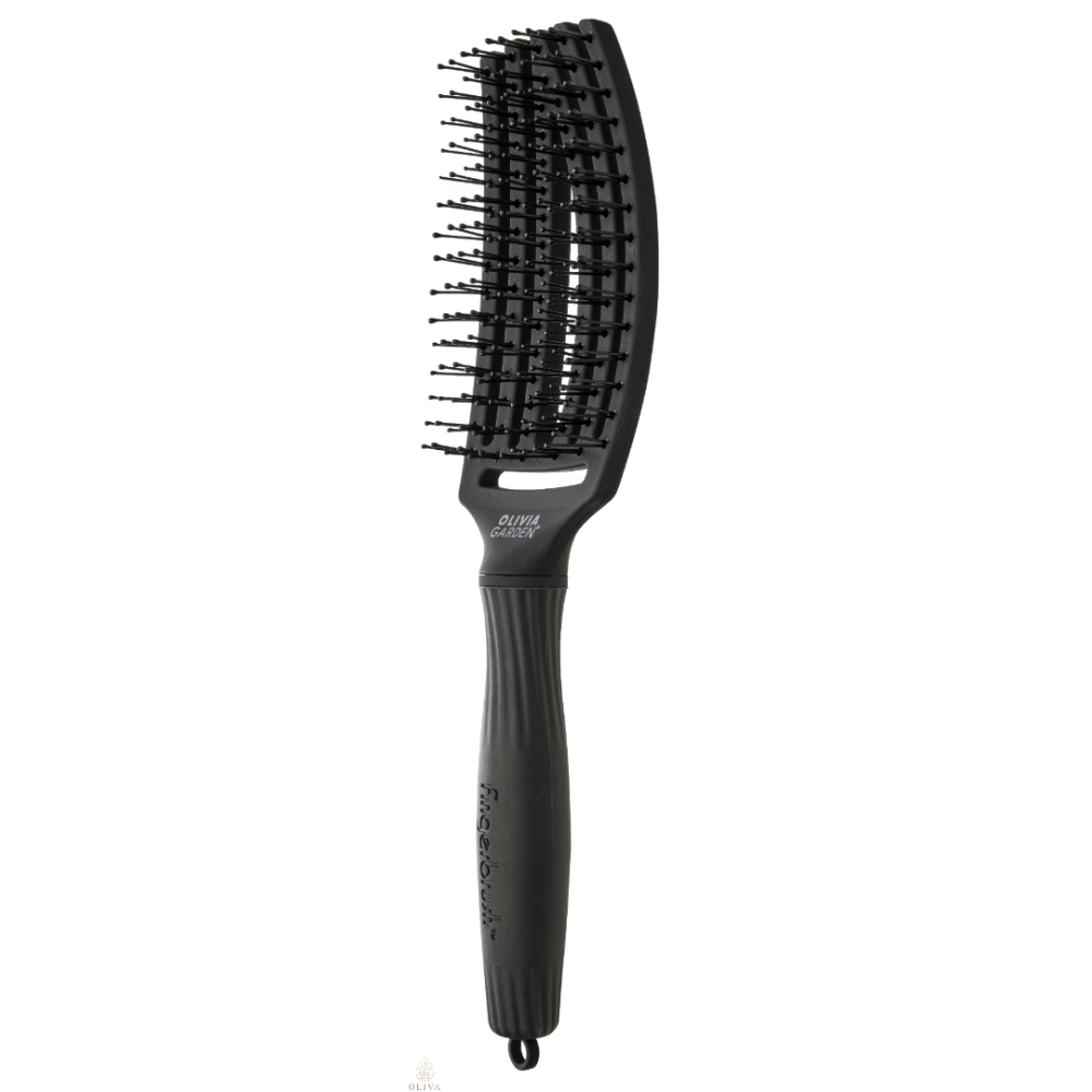 Olivia Garden Fingerbrush Care Iconic Double Bristles Black M
