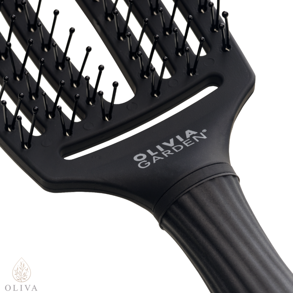 Olivia Garden Fingerbrush Care Iconic Double Bristles Black M
